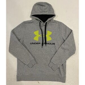 Under‎ Armour Mens ColdGear Hoodie Sweatshirt Fitted Gray Medium Logo Pullover